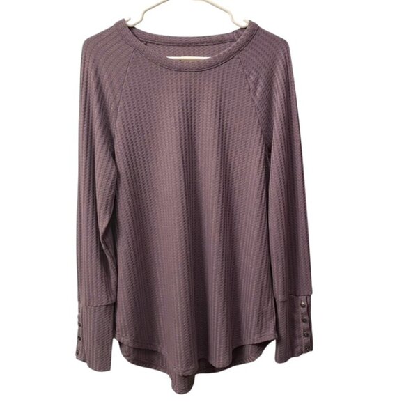 Chaser Waffle Knit Thermal Long Sleeve Top Purple Size XL - Picture 1 of 13